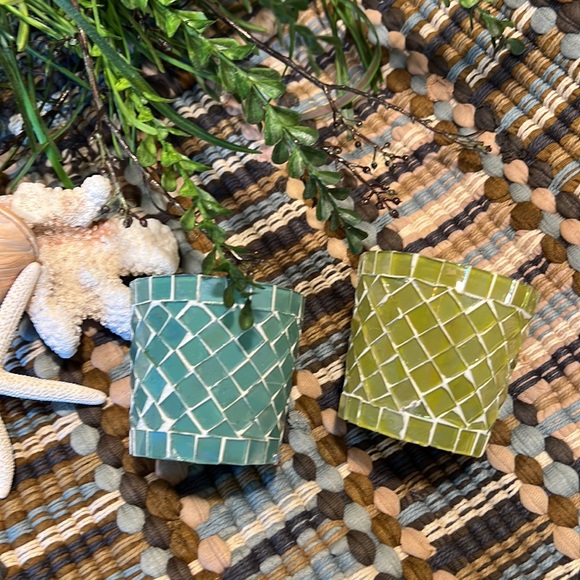 Hallmark Mosaic Candle Holders. Set of 2. Blue & Green New in Box - Picture 11 of 11